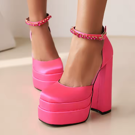 Daisy Block Heel Diamante Sandals