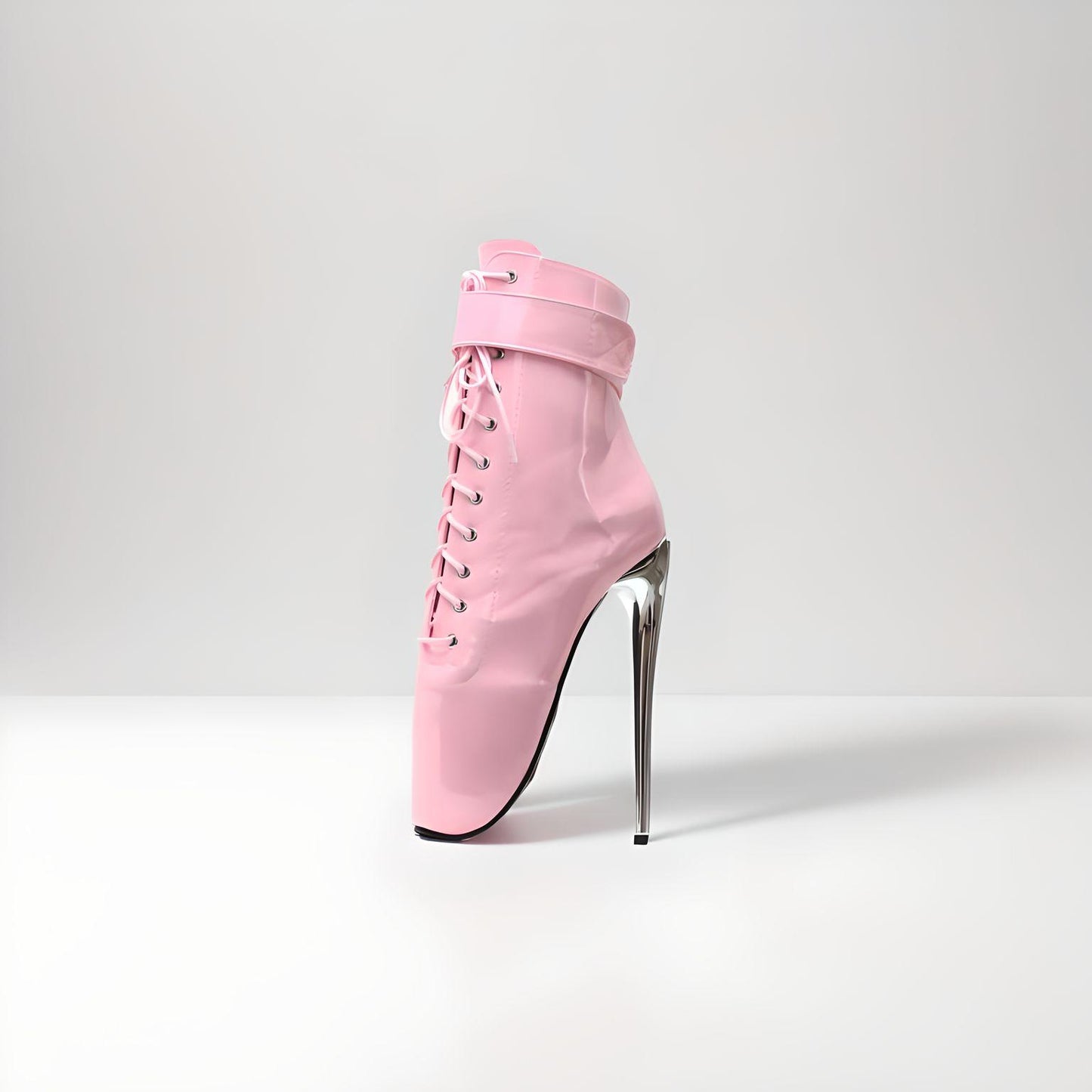 Fetish ballet heel ankle boots lockable 18cm 7"
