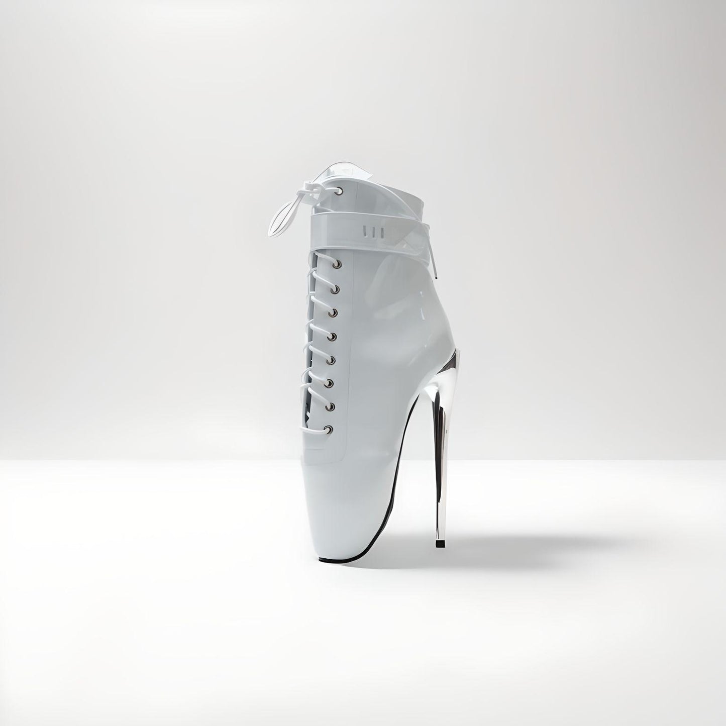 Fetish ballet heel ankle boots lockable 18cm 7"