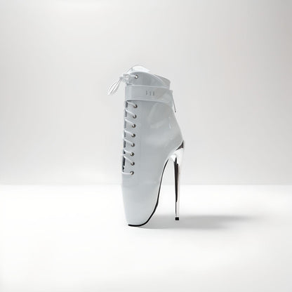 Fetish ballet heel ankle boots lockable 18cm 7"