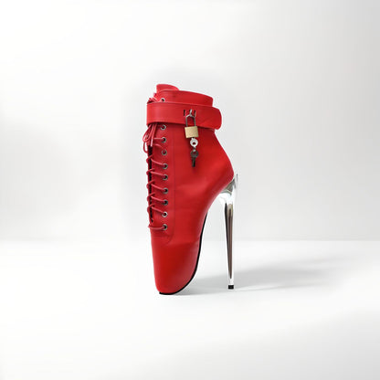 Fetish ballet heel ankle boots lockable 18cm 7"