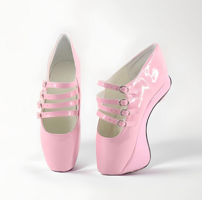 Heelless Ballet Mary Jane Strappy Extreme High Heel Patent Shoes 18cm