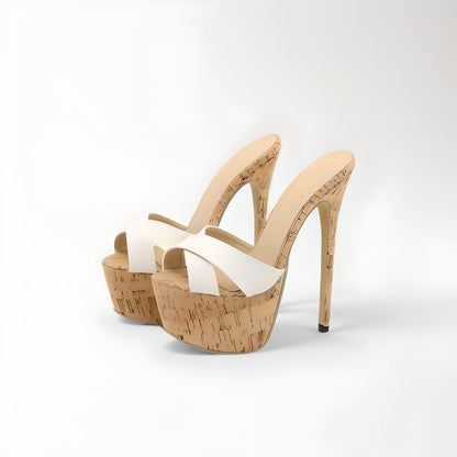 Extreme stiletto cork mules 16cm UK6 / EU39 - SALE