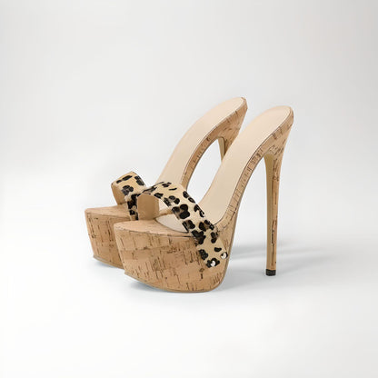 Cork extreme high heel platform mules 17-18cm