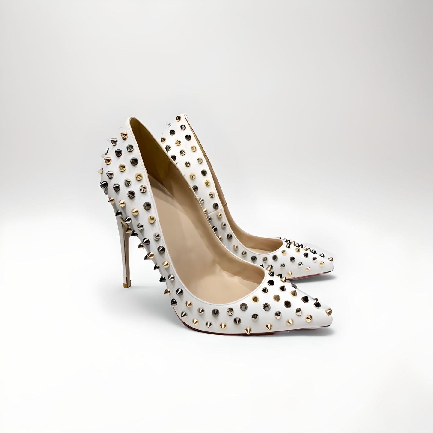 Rivet spike stiletto pumps