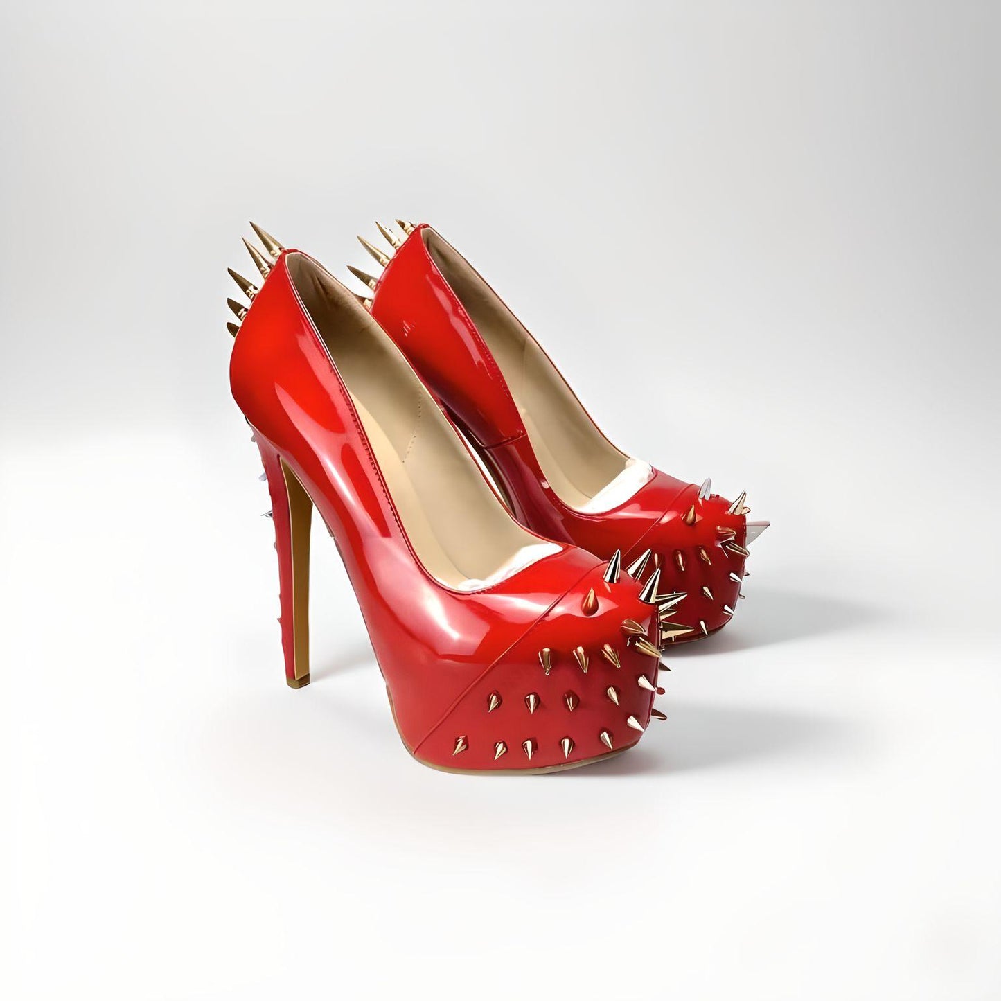 Fetish extreme platform stiletto with studs/spikes