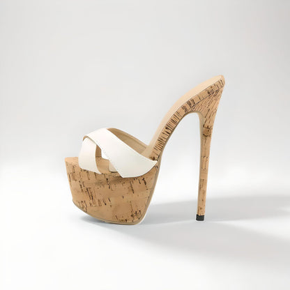 Extreme stiletto cork mules 16cm UK6 / EU39 - SALE