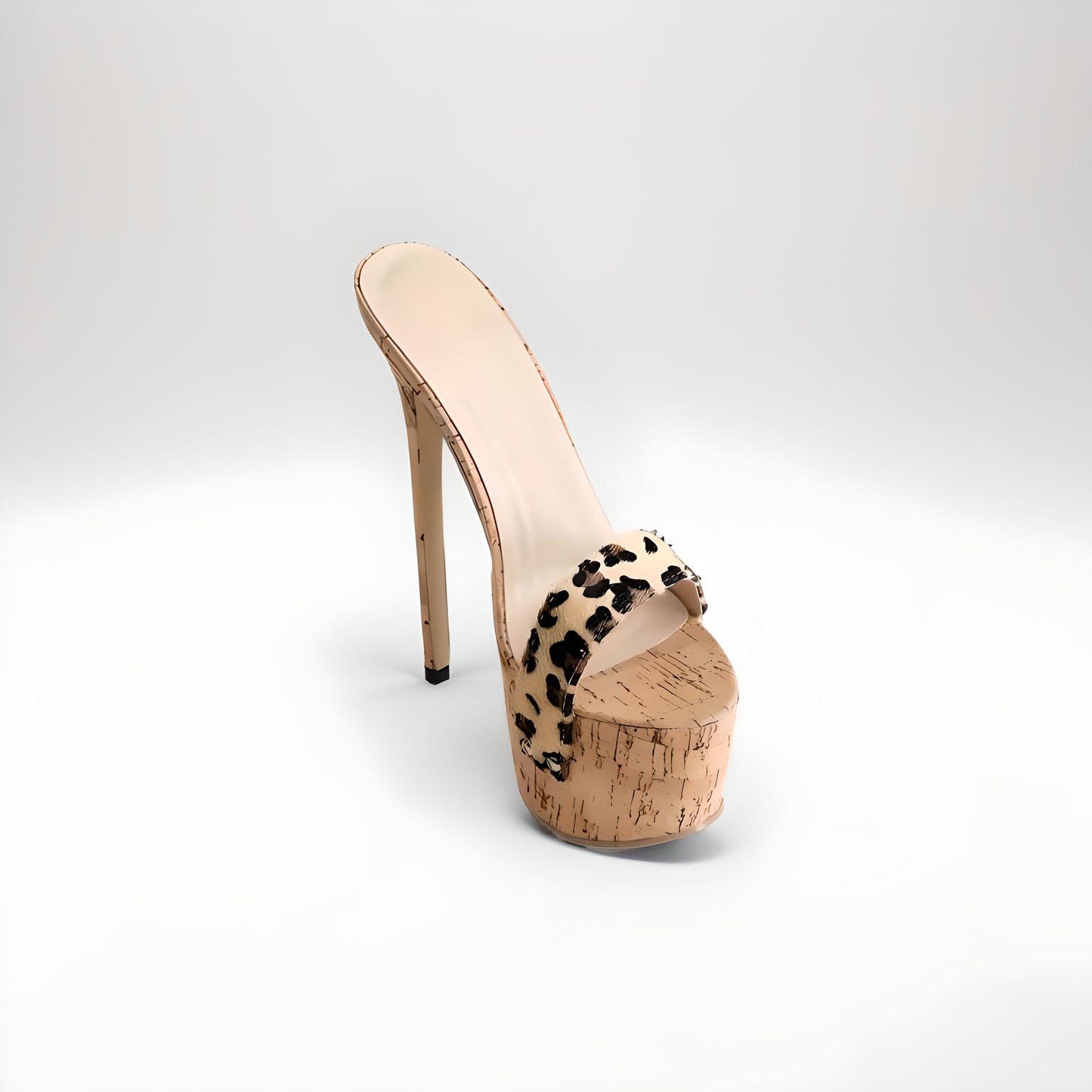 Cork extreme high heel platform mules 17-18cm