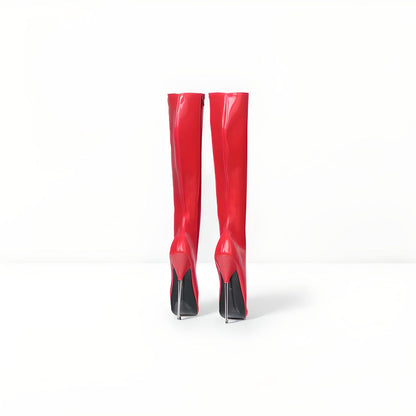 Fetish ballet metal heel calf boots  18cm 7"