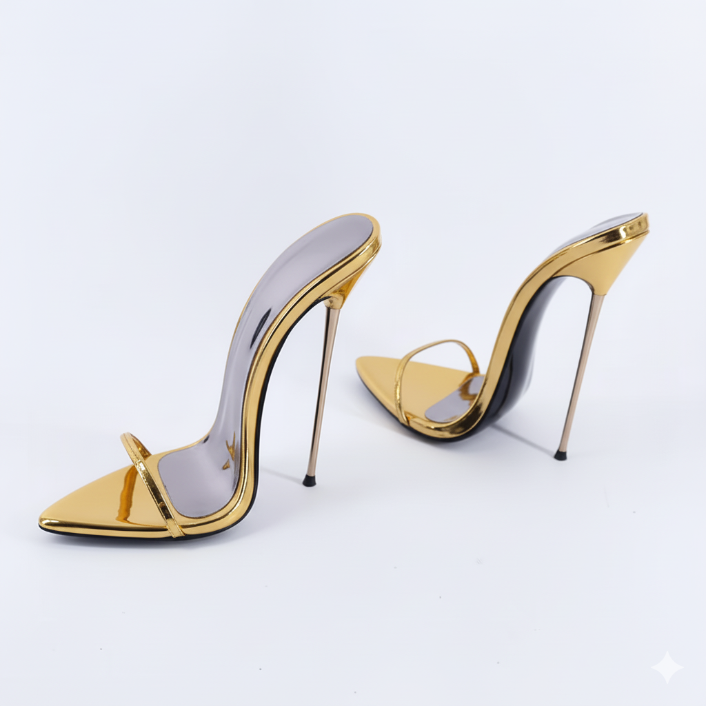 Barely There Ultra slim Metal Stiletto High Heel Mules 13 or 16cm