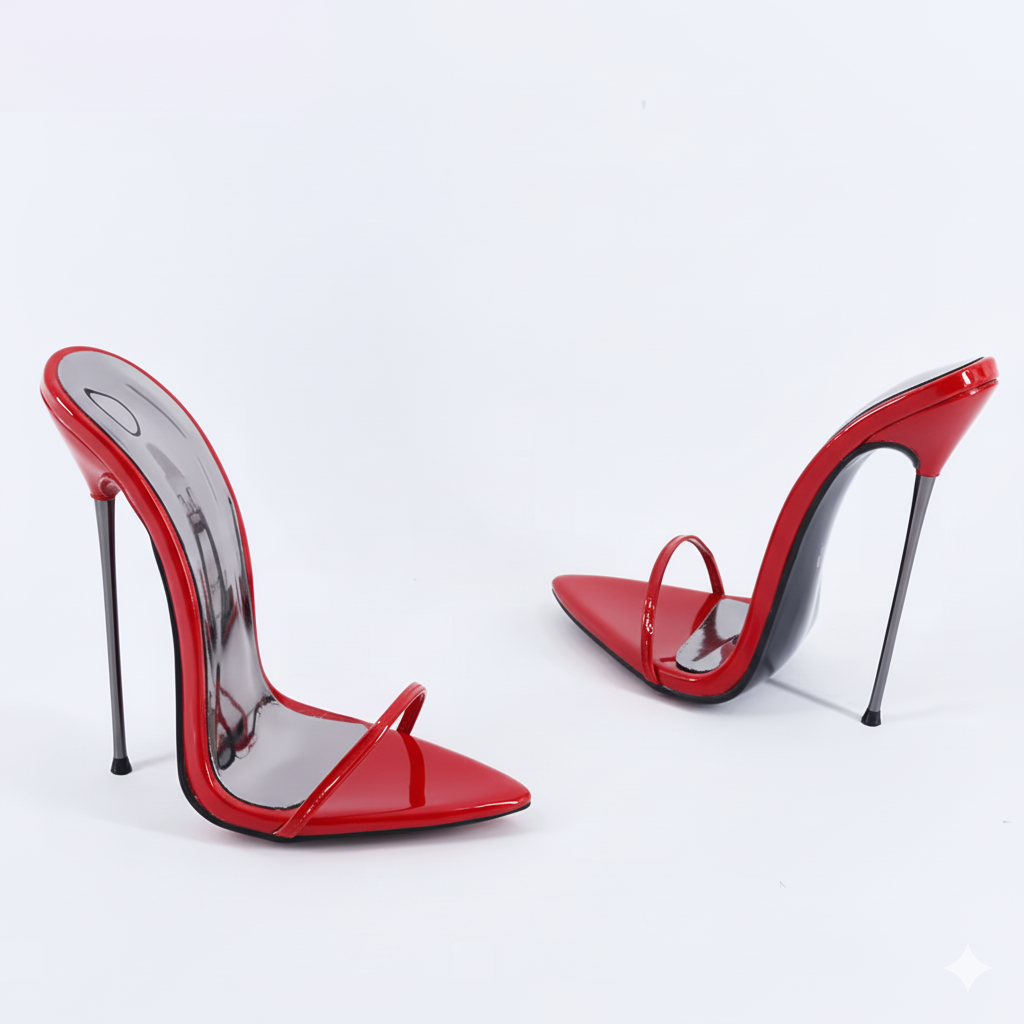 Barely There Ultra slim Metal Stiletto High Heel Mules 13 or 16cm