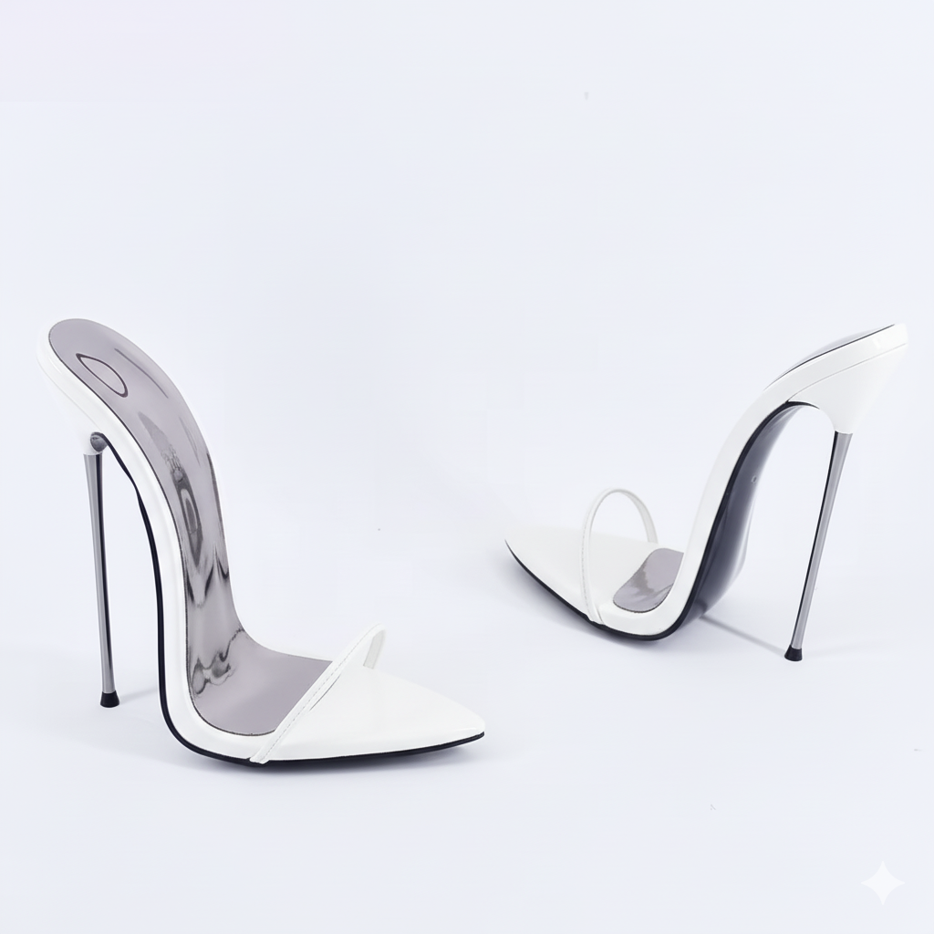 Barely There Ultra slim Metal Stiletto High Heel Mules 13 or 16cm