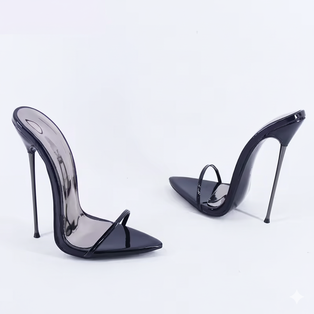 Barely There Ultra slim Metal Stiletto High Heel Mules 13 or 16cm