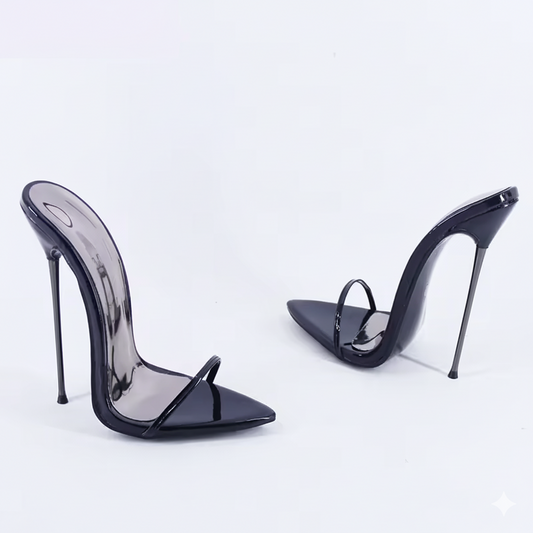 Barely There Ultra slim Metal Stiletto High Heel Mules 13 or 16cm