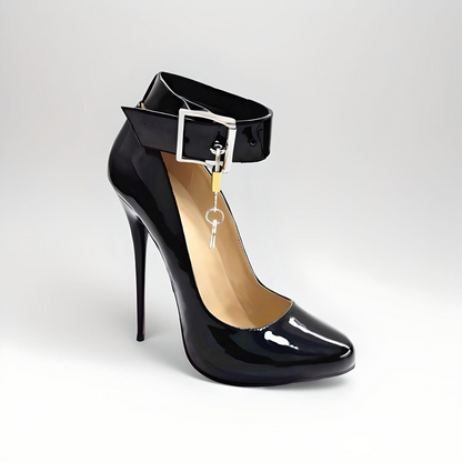 Stiletto Round Toe Locking Pumps with Buckle – 16cm / 6" High Heel