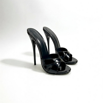 Pantoletten mit Riemchen-Stiletto und runder Spitze, 18 cm