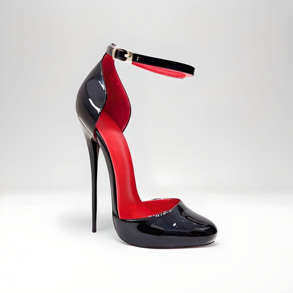 Women’s Round Toe Stiletto Pumps Ankle strap 16cm High Heel