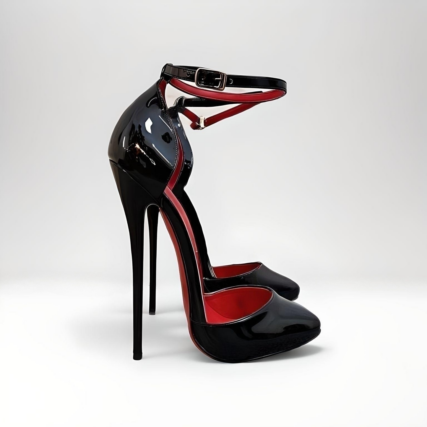 Women’s Round Toe Stiletto Pumps Ankle strap 16cm High Heel