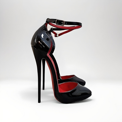 Women’s Round Toe Stiletto Pumps Ankle strap 16cm High Heel