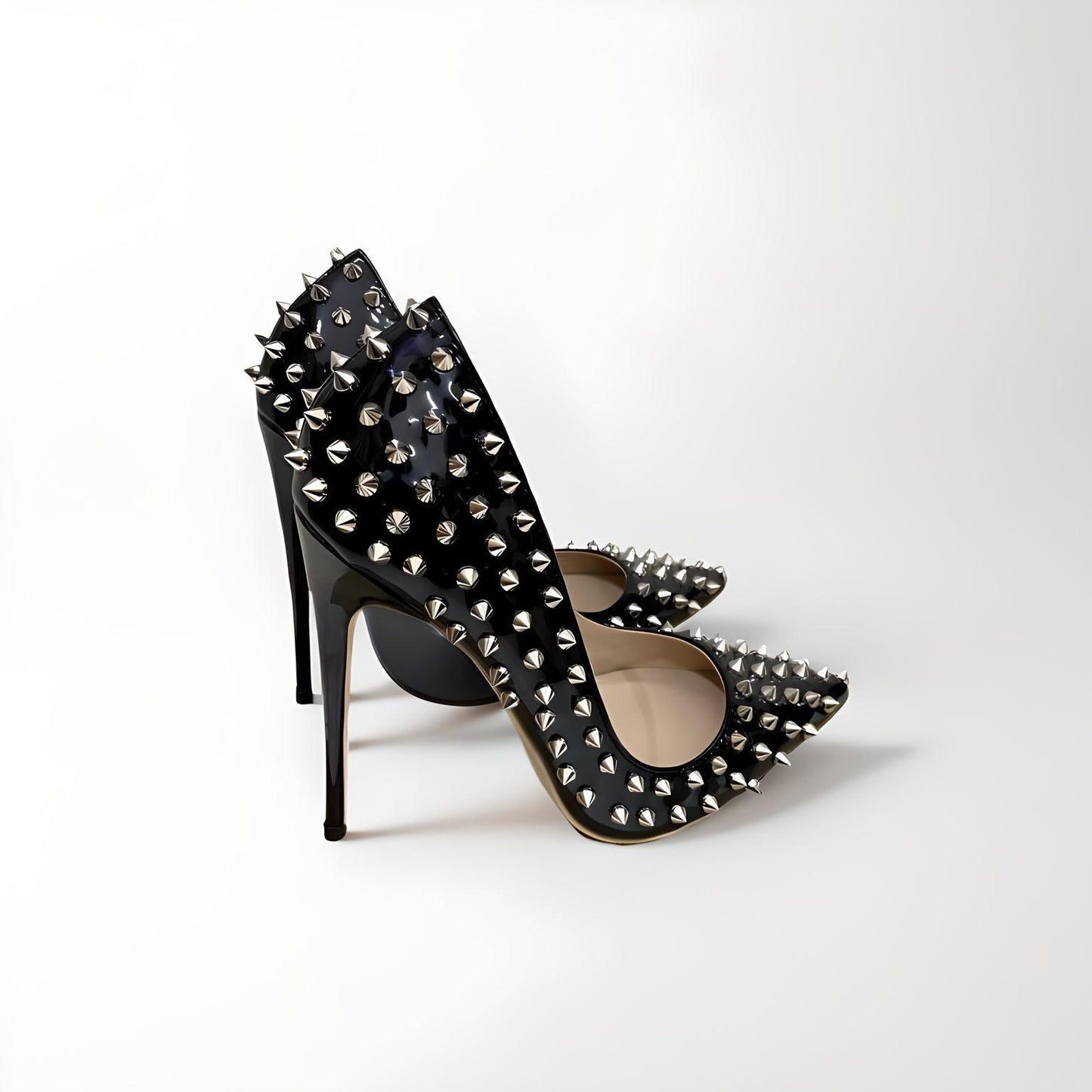 Rivet spike stiletto pumps