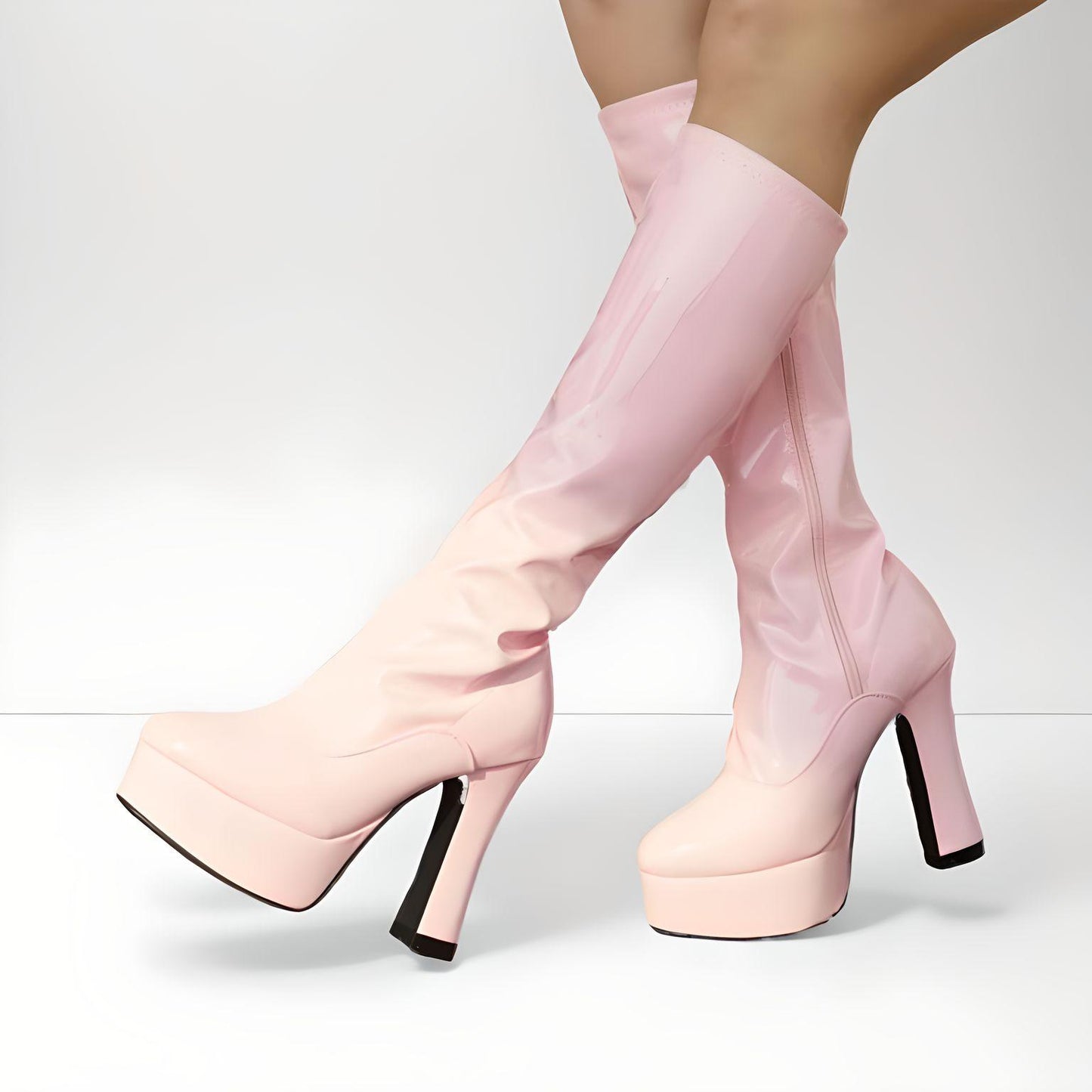 Retro Go-go low block heel platform boots