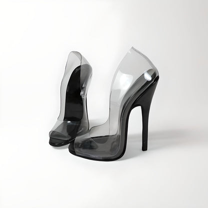 Fetisch transparente Stiletto-Pumps mit Spitze 18cm 7"