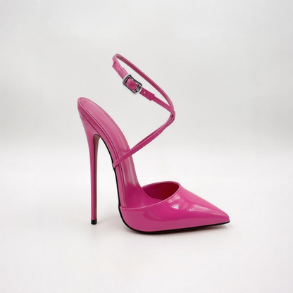 Pointed close toe ankle strap stiletto sandals