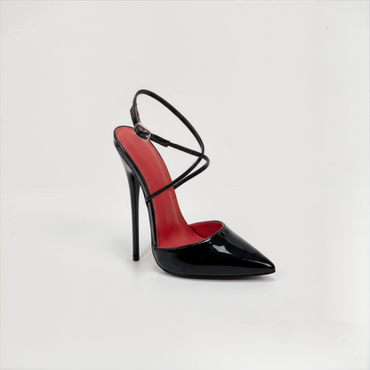 Pointed close toe ankle strap stiletto sandals