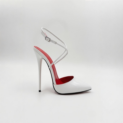 Pointed close toe ankle strap stiletto sandals