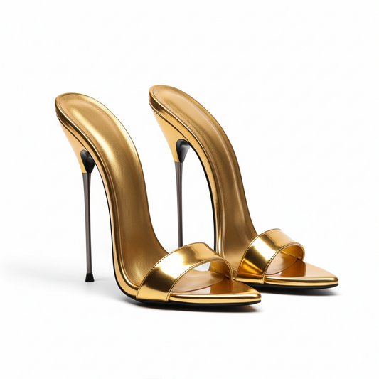Super Thin Metal Stiletto High Heel Mules 13 or 16cm