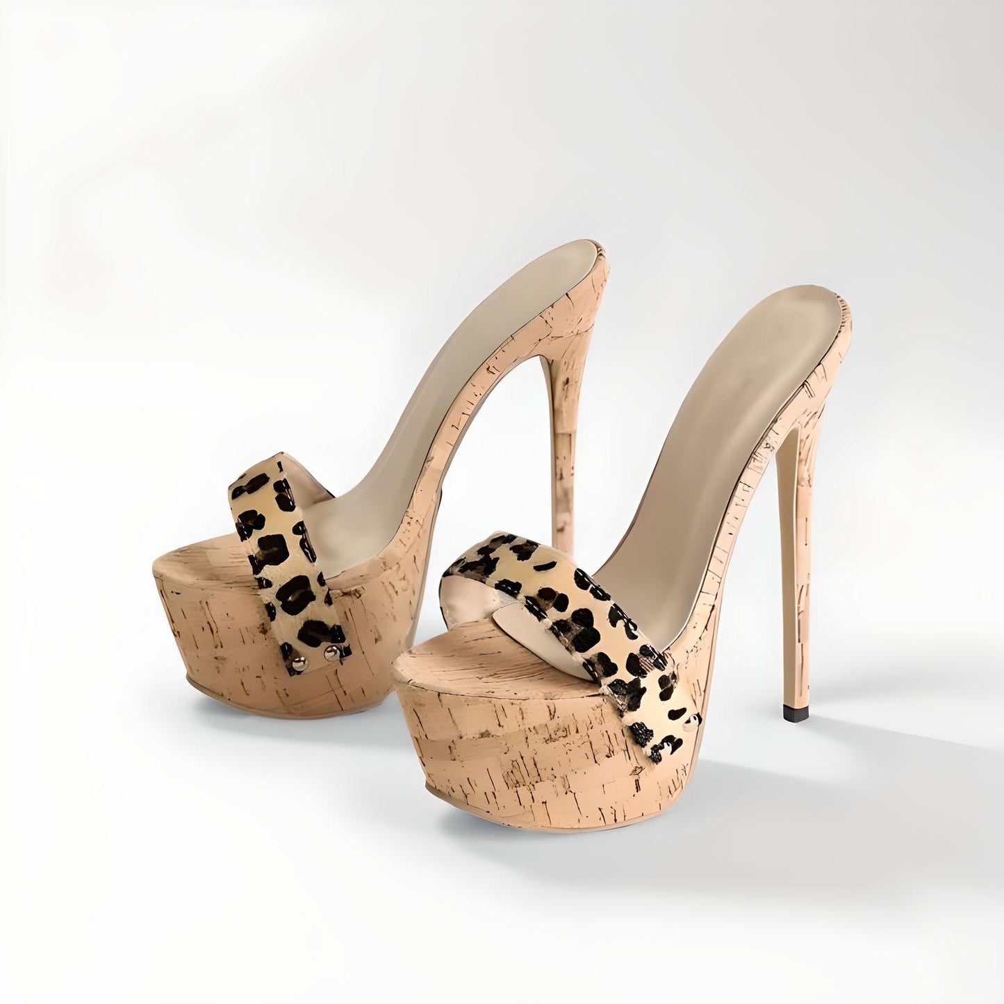 Cork extreme high heel platform mules 17-18cm