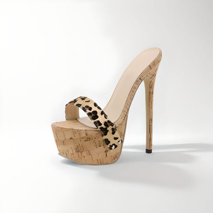 Cork extreme high heel platform mules 17-18cm