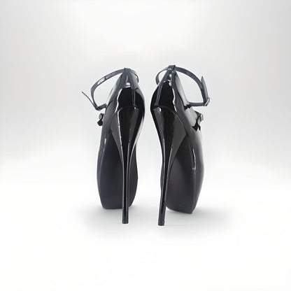 Fetish multi strap ballet heel pumps 18cm 7"