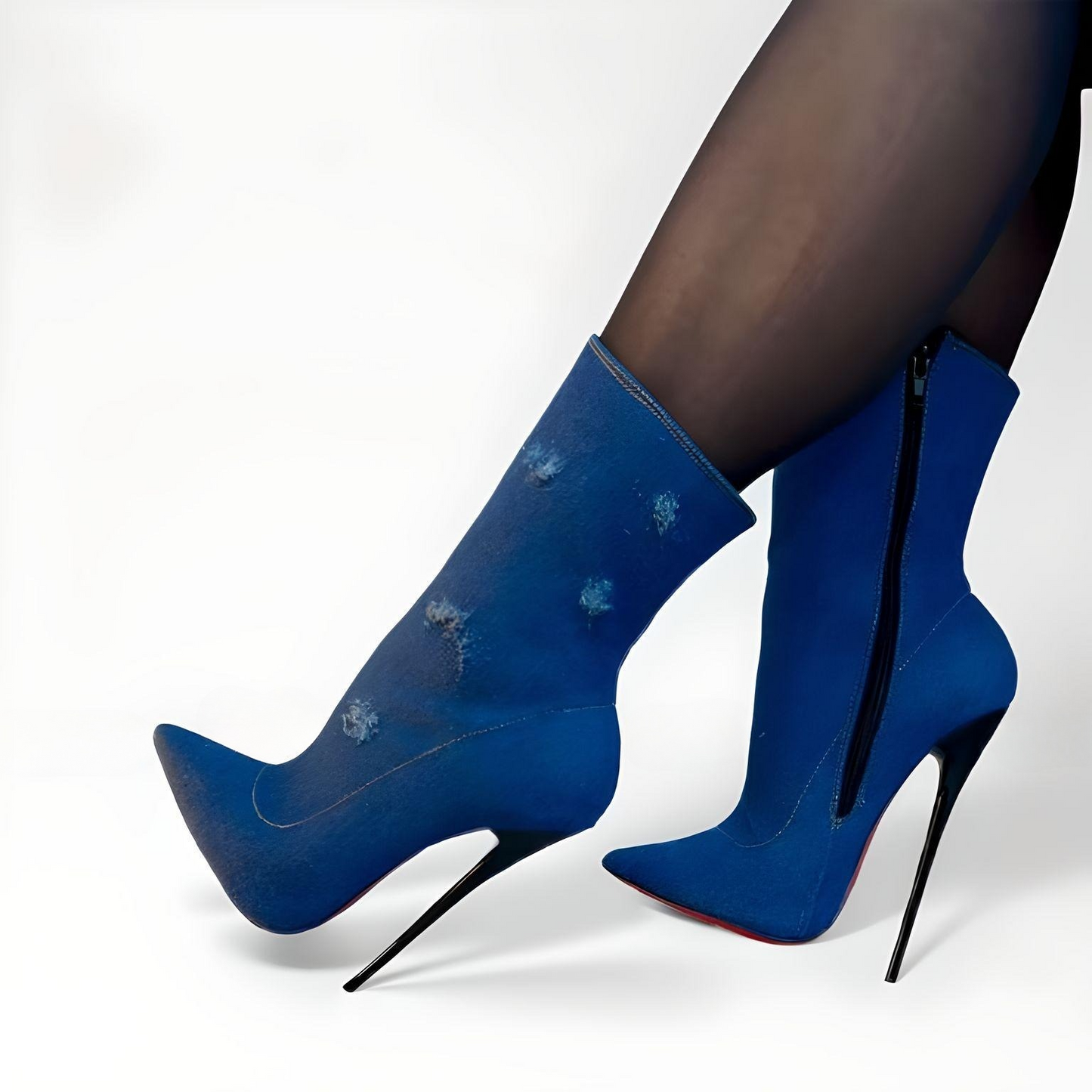 Ultra high heel stiletto denim ankle boots 16cm 6"