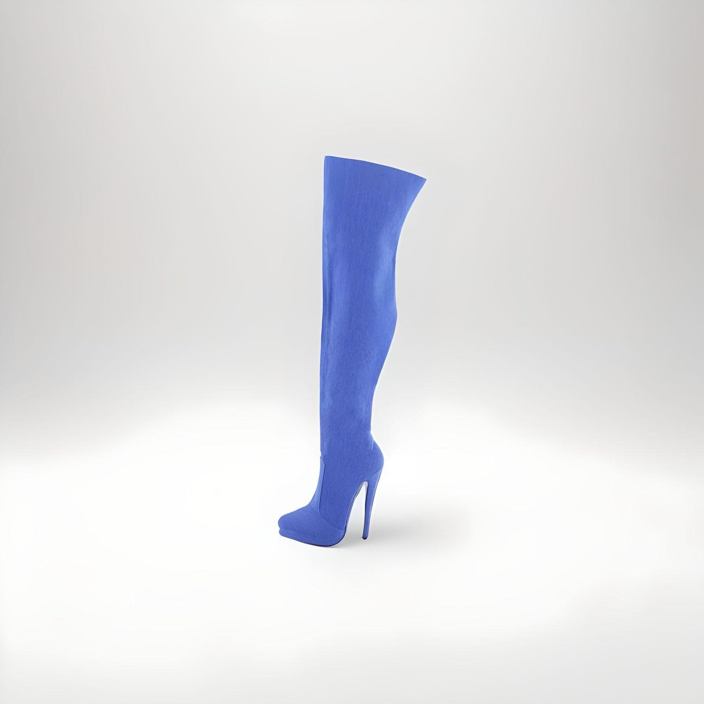 Denim style stiletto knee boots 16cm 6” heel