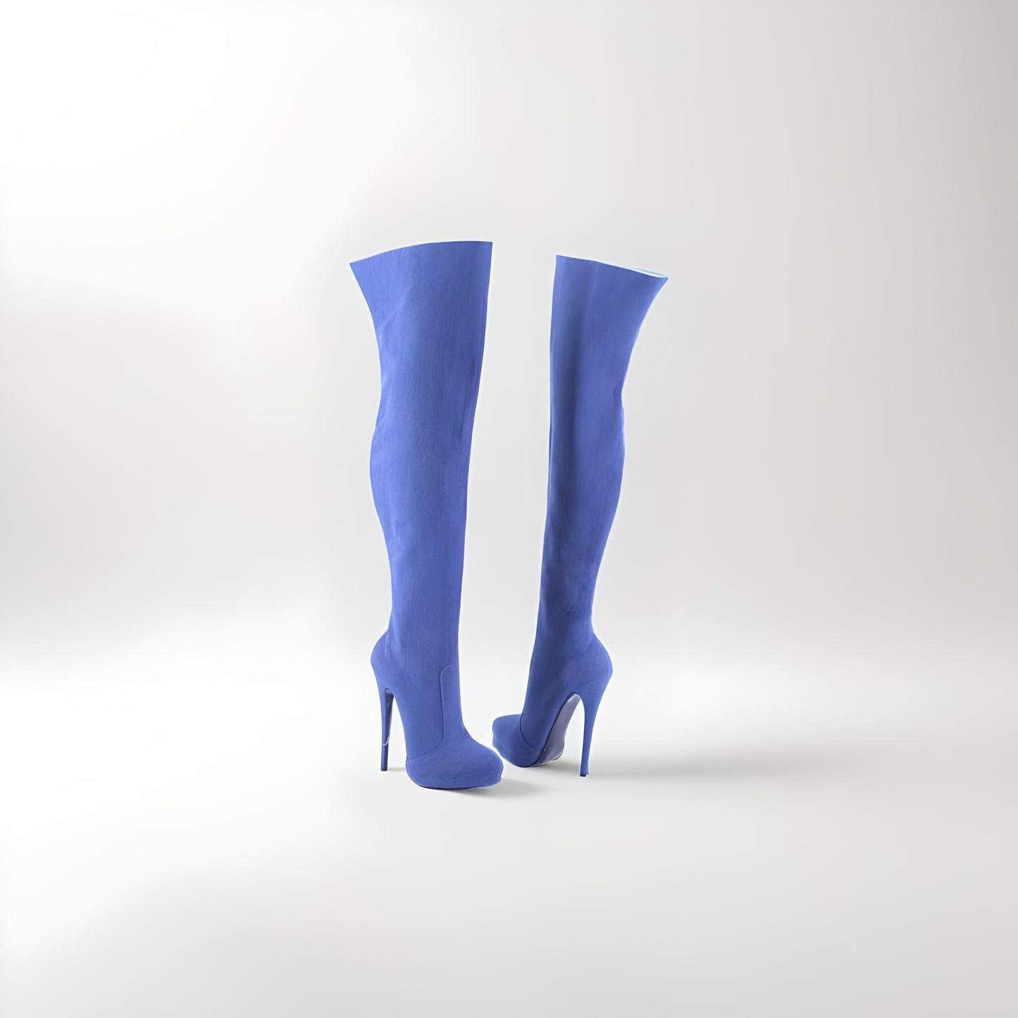 Denim style stiletto knee boots 16cm 6” heel