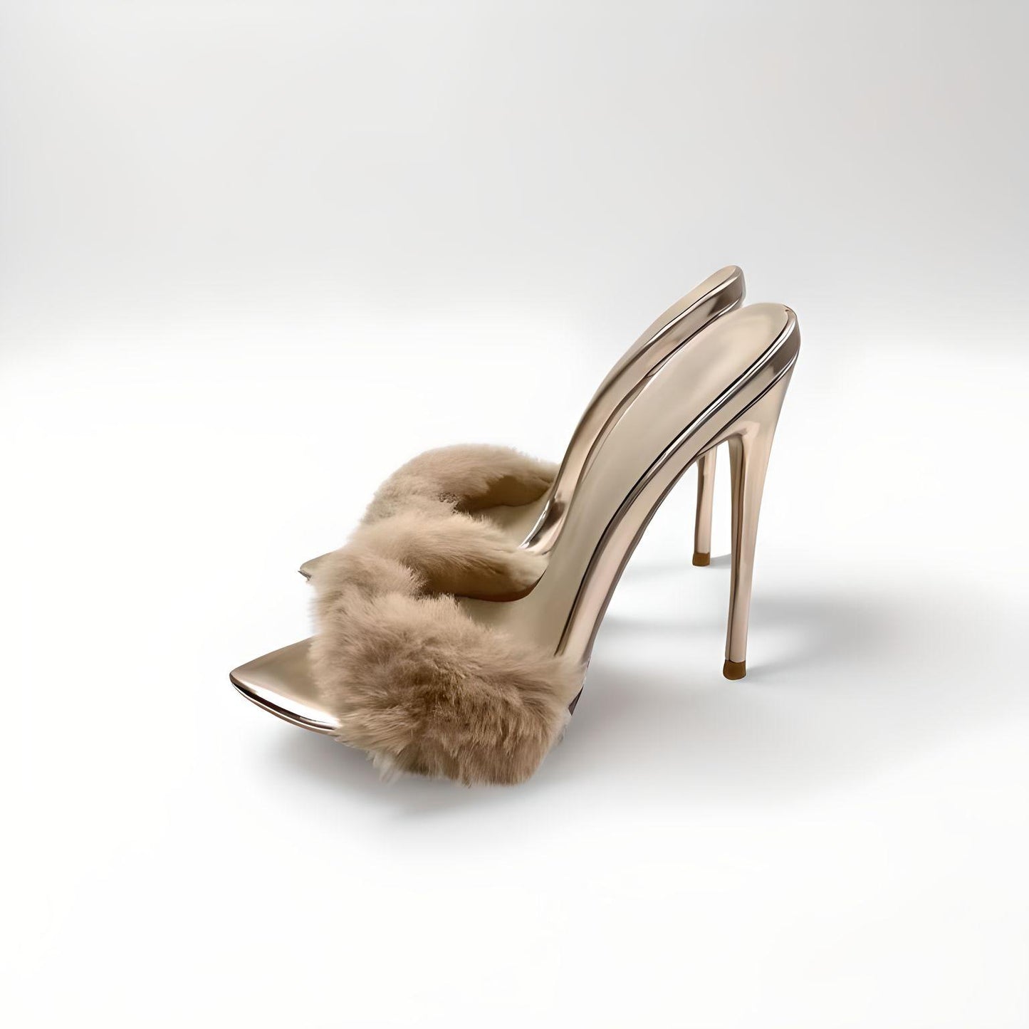 Furry stiletto sexy 'bedroom' mules 12cm 4.5" heel