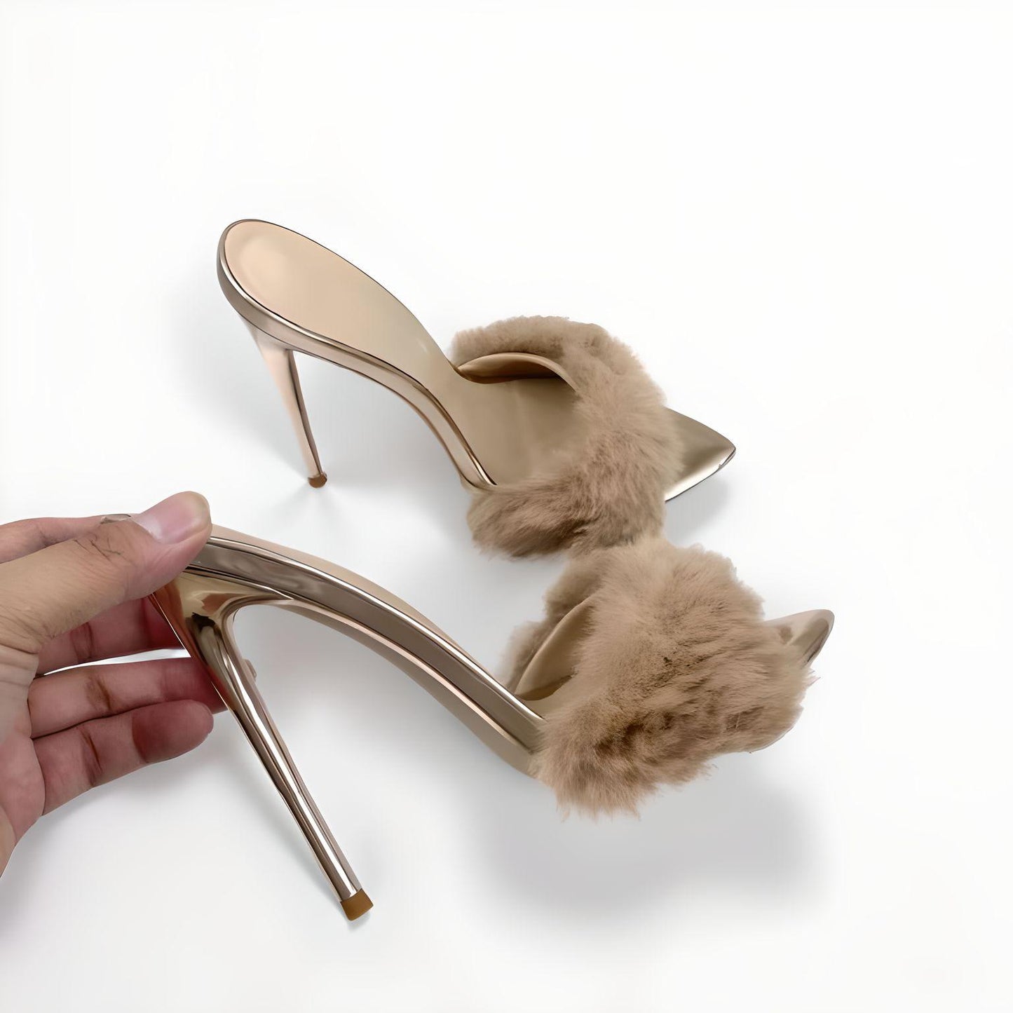 Furry stiletto sexy 'bedroom' mules 12cm 4.5" heel