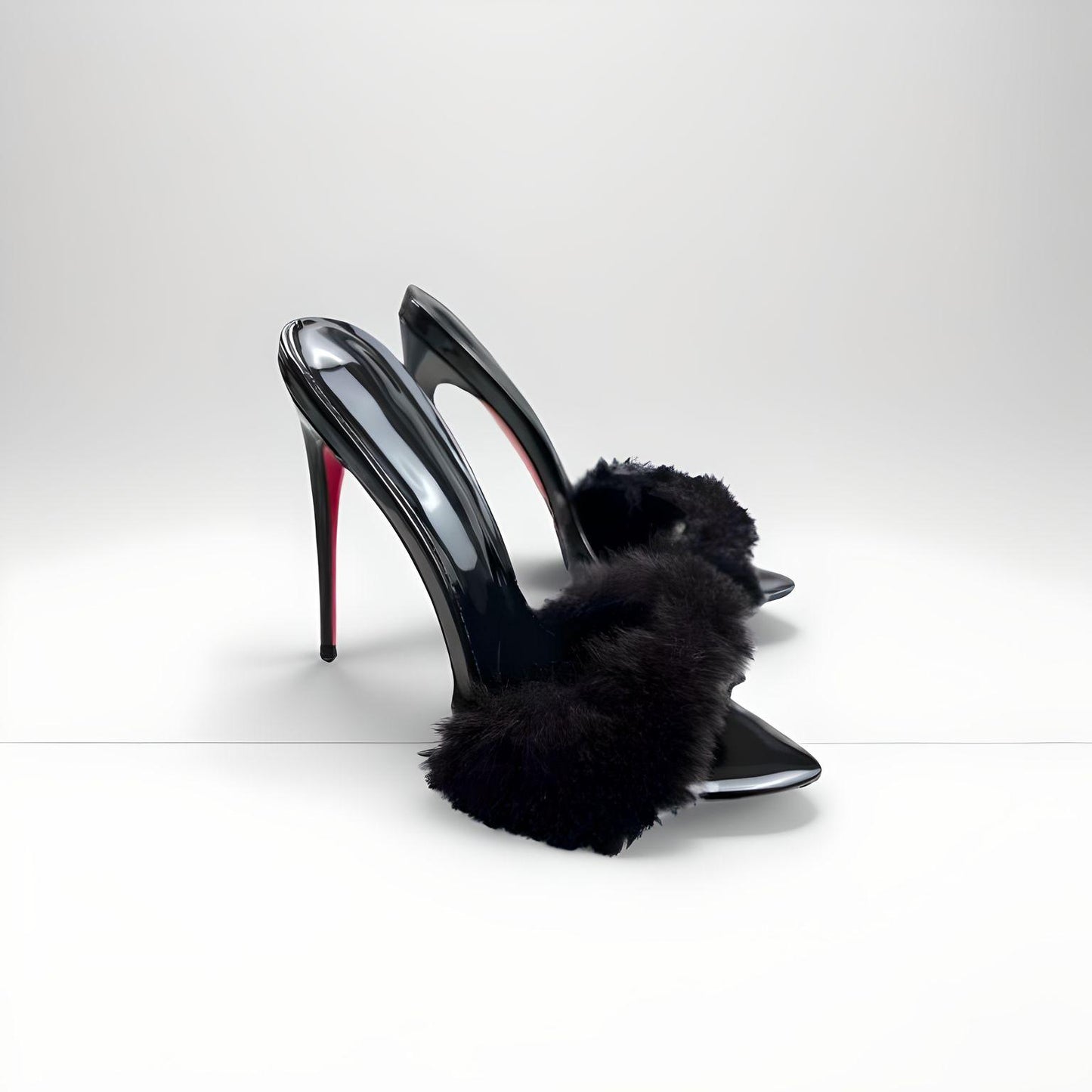 Furry stiletto sexy 'bedroom' mules 12cm 4.5" heel