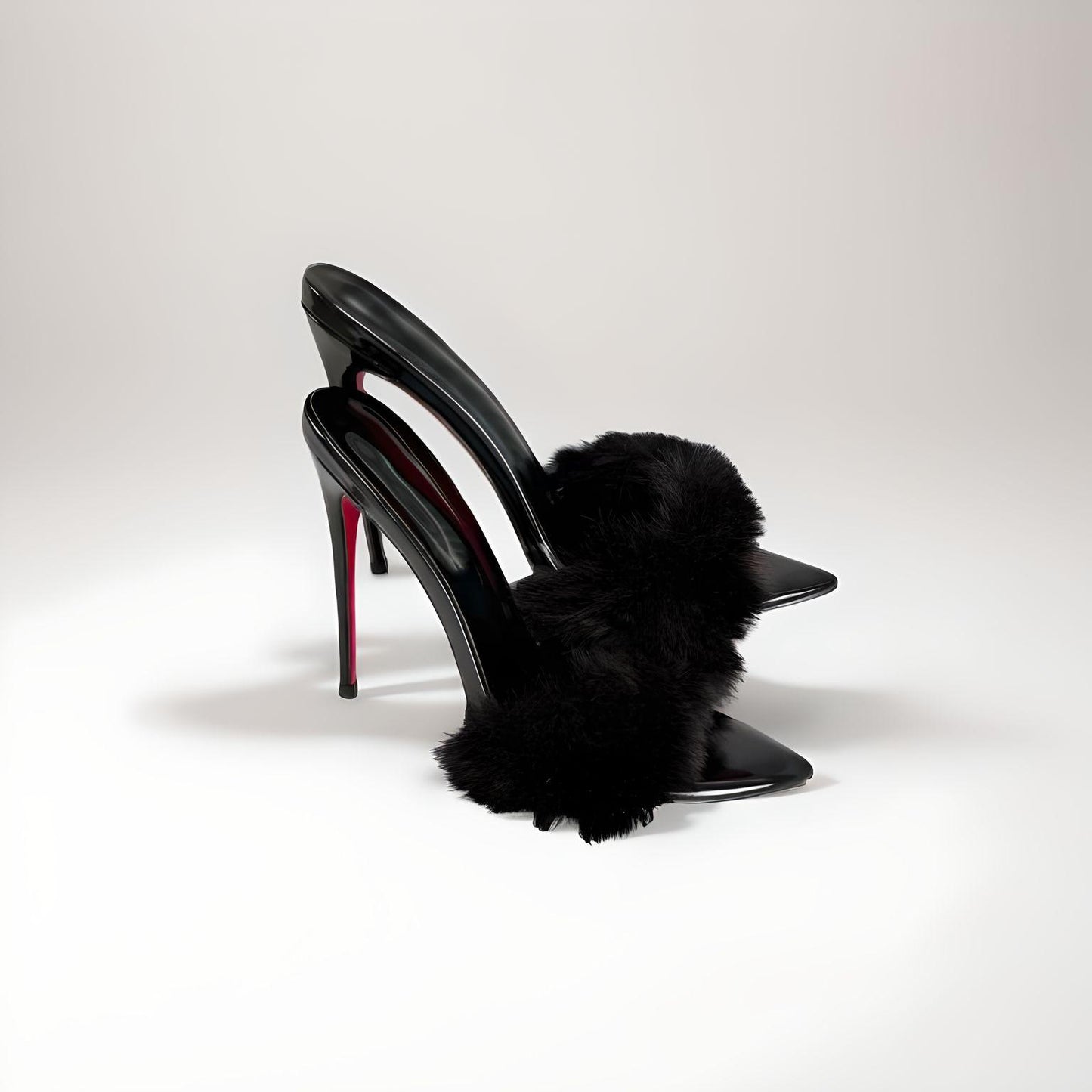 Furry stiletto sexy 'bedroom' mules 12cm 4.5" heel