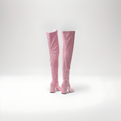 Retro Go-go low block heel over the knee boots