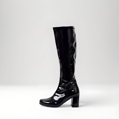 Retro Go-go low block heel below the knee boots