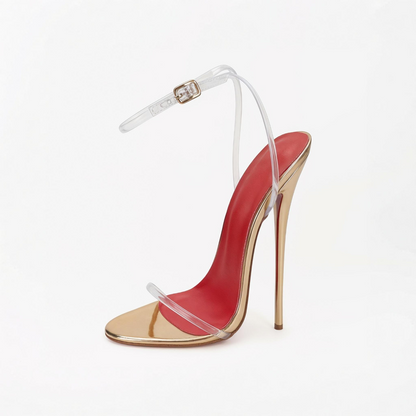 Barely There Clear Strap High Heel Stiletto Sandals