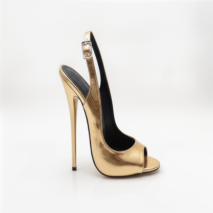 Peep toe high heel stiletto slingback pumps