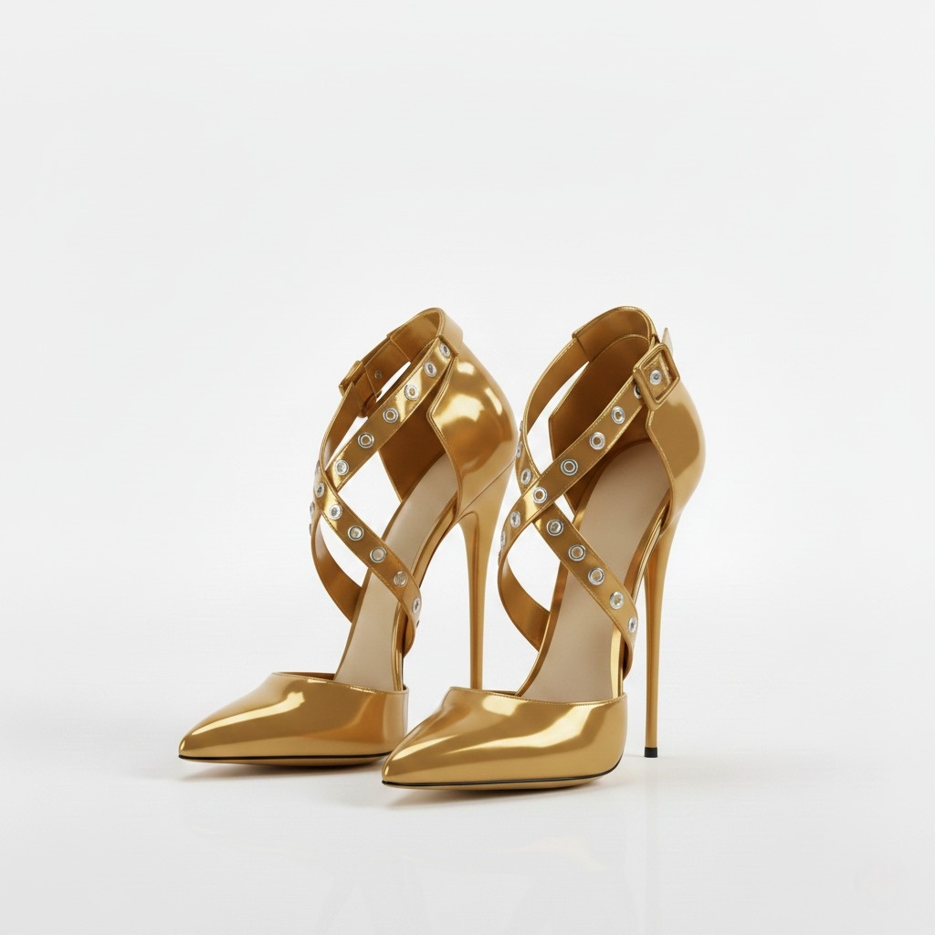 Pointed Criss Cross Front Stiletto Pumps 16cm