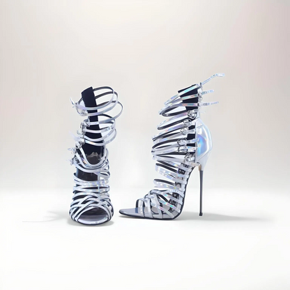 Strappy Thin Metal Stiletto Heel sandals 13cm or 16cm