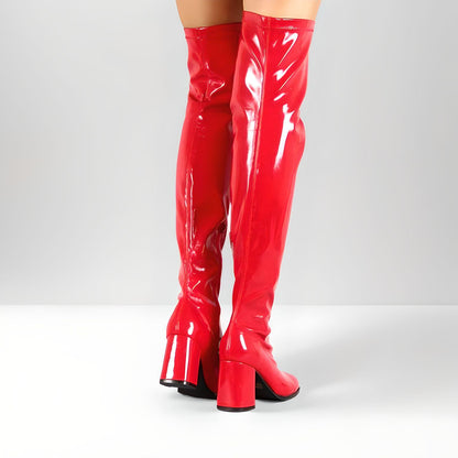 Retro Go-go low block heel over the knee boots