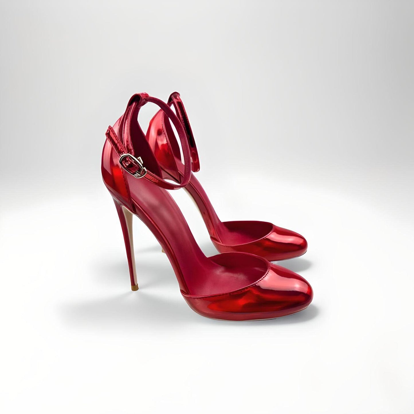 Round toe pearlescent red D'Orsay stiletto pumps