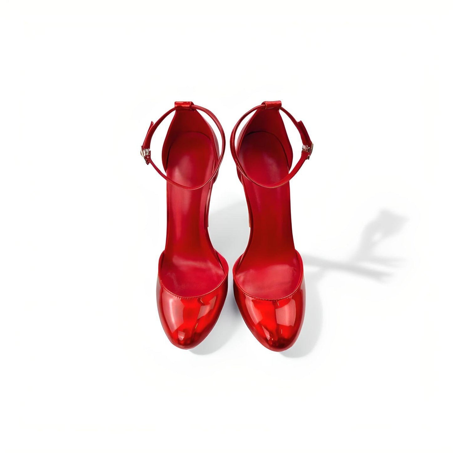 Round toe pearlescent red D'Orsay stiletto pumps