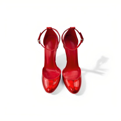 Round toe pearlescent red D'Orsay stiletto pumps